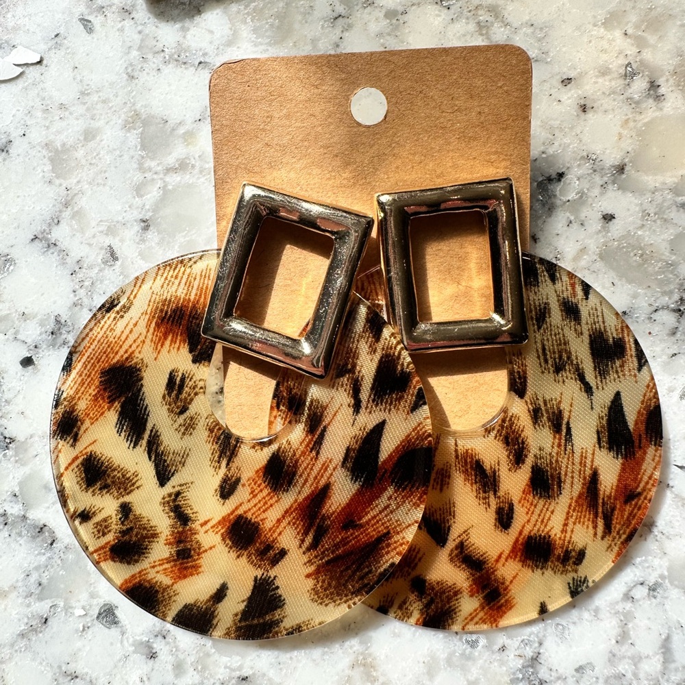 Leopard Print Acrylic Statement Earrings